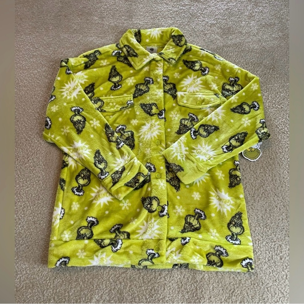 NEW - Grinch - Dr Seuss - Long Sleeve Plush Shacket - Jacket - Size: Large